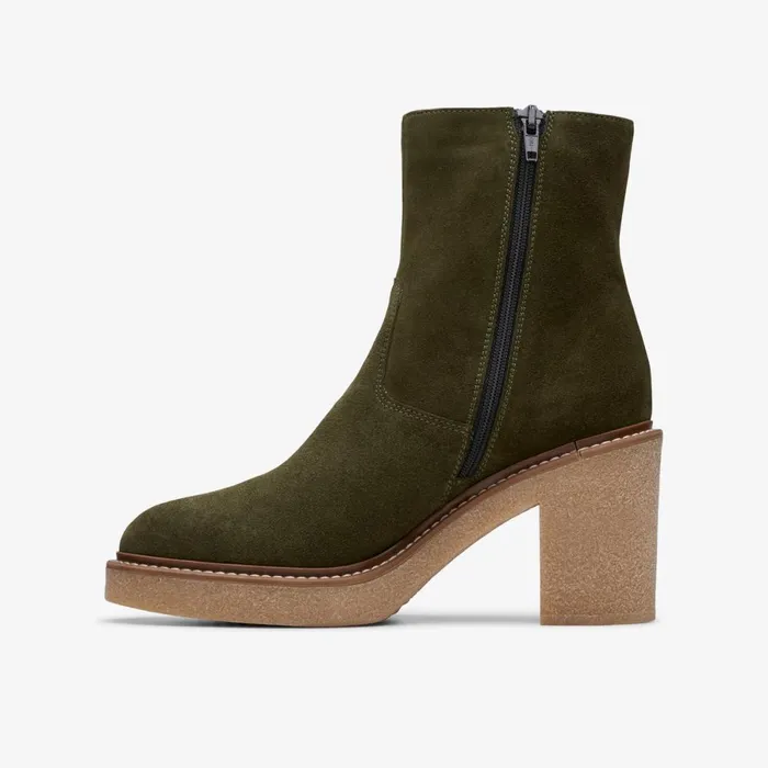 Clarks Ankle Boots Colden Up Dark Green Suede 8211 Women