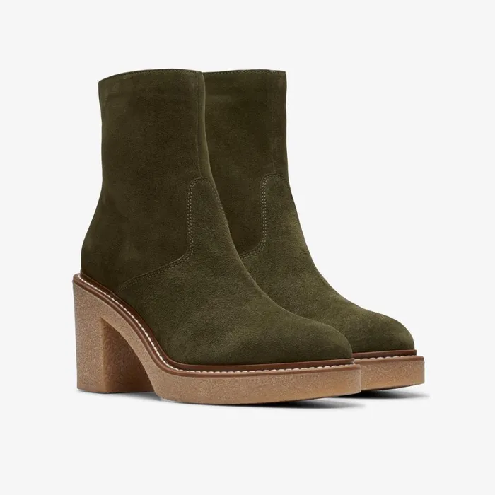 Clarks Ankle Boots Colden Up Dark Green Suede 8211 Women