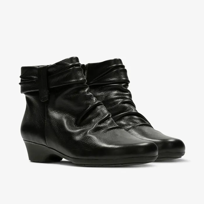 Clarks Ankle Boots Matron Ella Ankle Boot Black Leather 8211 Women