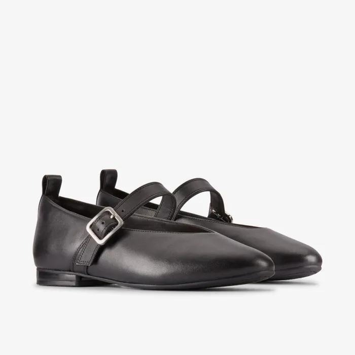 Clarks Ballet Pumps Fawna Bar Black Leather 8211 Women