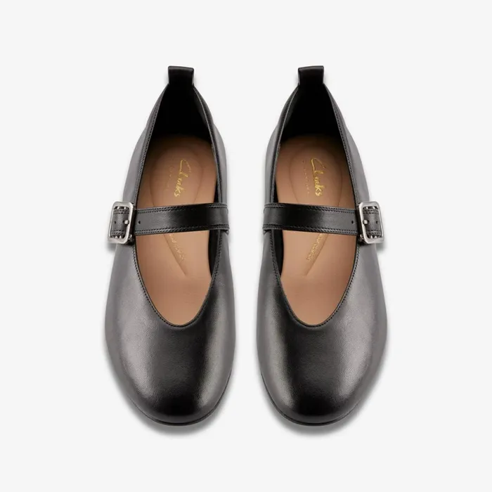 Clarks Ballet Pumps Fawna Bar Black Leather 8211 Women