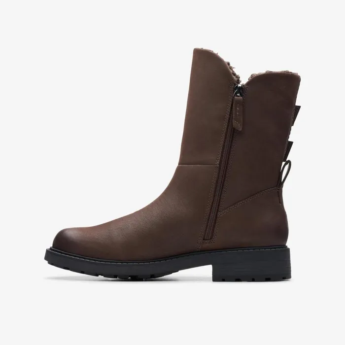 Clarks Biker Boots Orinoco 2 Buckle Dark Brown Warmlined 8211 Women
