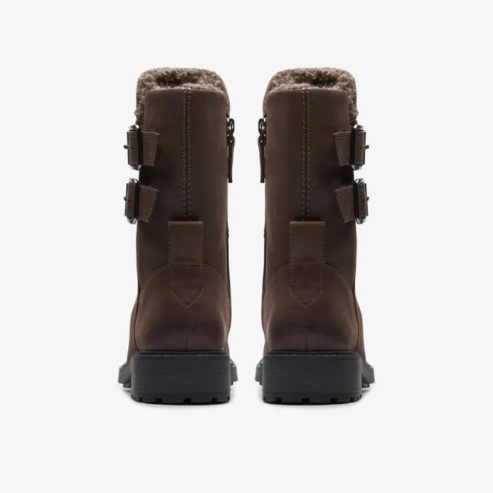 Clarks Biker Boots Orinoco 2 Buckle Dark Brown Warmlined 8211 Women