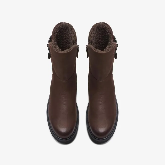 Clarks Biker Boots Orinoco 2 Buckle Dark Brown Warmlined 8211 Women