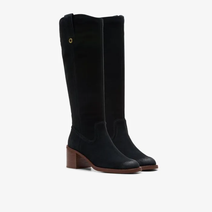 Clarks Black Boots Chamberly Up Black Suede 8211 Women