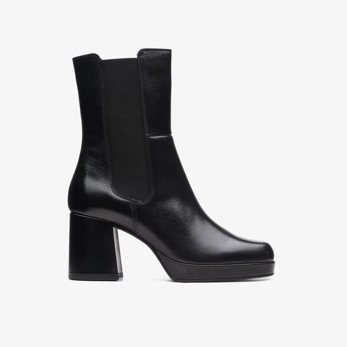 Clarks Black Boots Pique Up Black Leather 8211 Women
