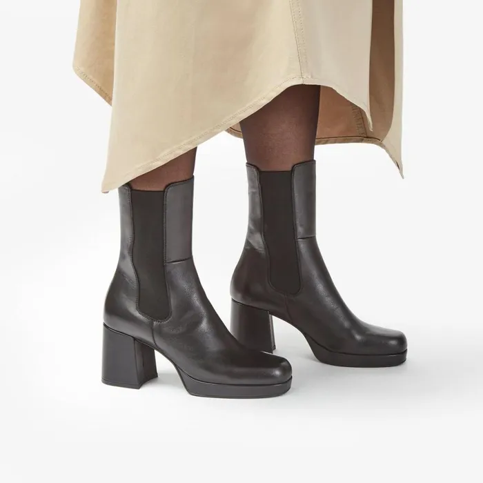 Clarks Black Boots Pique Up Black Leather 8211 Women