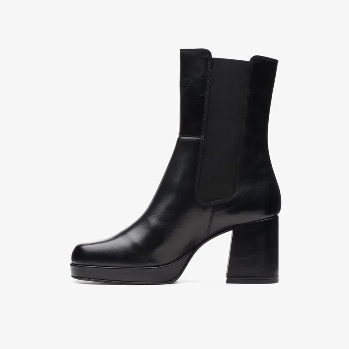 Clarks Black Boots Pique Up Black Leather 8211 Women