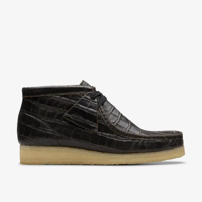 Clarks Black Boots Wallabee Boot Black Crocodile Distress 8211 Women