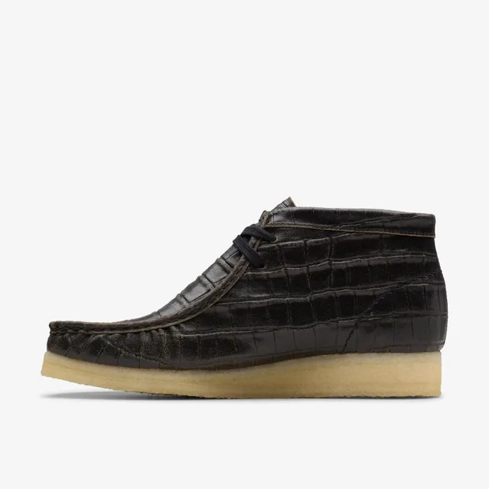 Clarks Black Boots Wallabee Boot Black Crocodile Distress 8211 Women