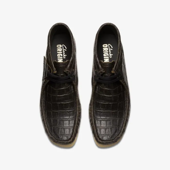 Clarks Black Boots Wallabee Boot Black Crocodile Distress 8211 Women