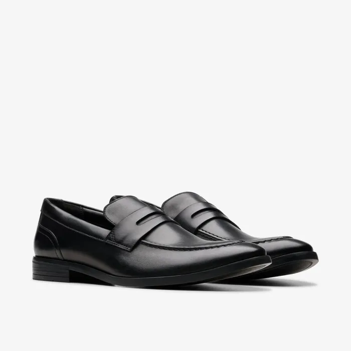 Clarks Black Shoes Brandon Step Loafer Black Leather 8211 Men