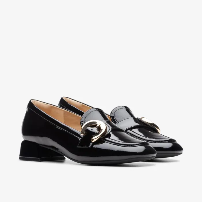 Clarks Black Shoes Daiss 30 Trim Loafer Black Patent 8211 Women