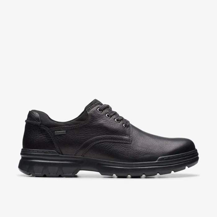 Clarks Black Shoes Rockie Walk GoreTex Black Leather 8211 Men