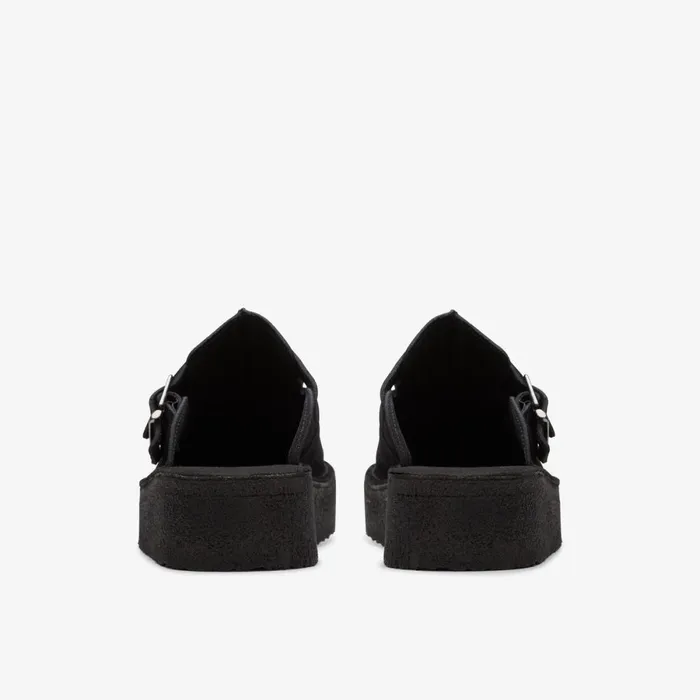 Clarks Black Shoes Trek Wedge Mule Black Suede 8211 Women