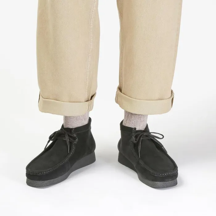 Clarks Black Shoes Wallabee Evo Boot Black Suede 8211 Men