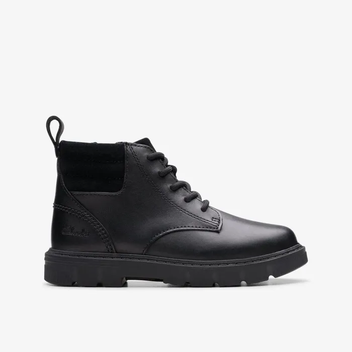 Clarks Boots Lorcam Trail Black Leather 8211 Kids