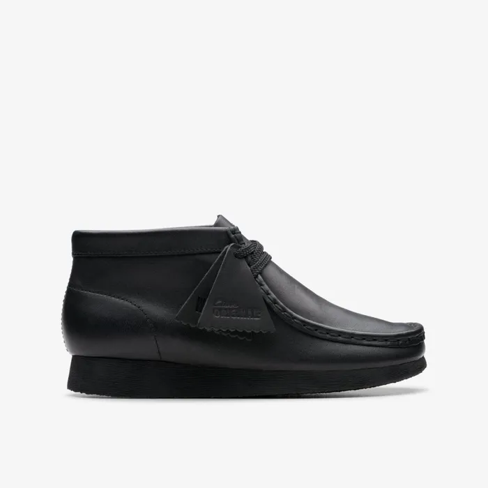 Clarks Boots Wallabee Boot Older Black Leather 8211 Kids