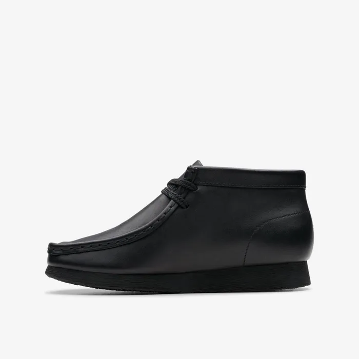 Clarks Boots Wallabee Boot Older Black Leather 8211 Kids