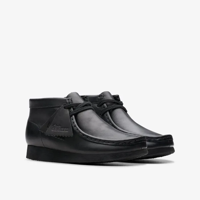 Clarks Boots Wallabee Boot Older Black Leather 8211 Kids