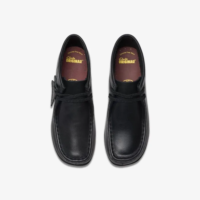 Clarks Boots Wallabee Boot Older Black Leather 8211 Kids