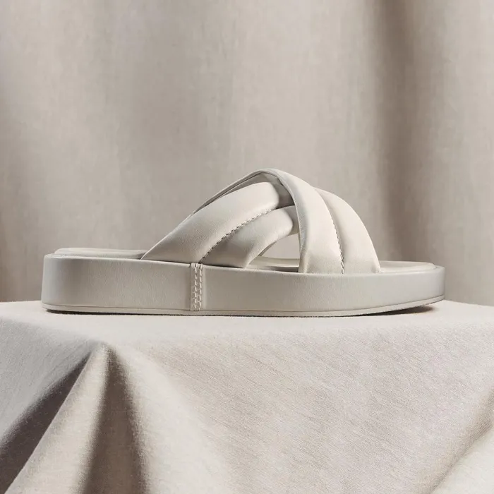 Clarks Flat Sandals Alda Glide Off White Leather 8211 Women