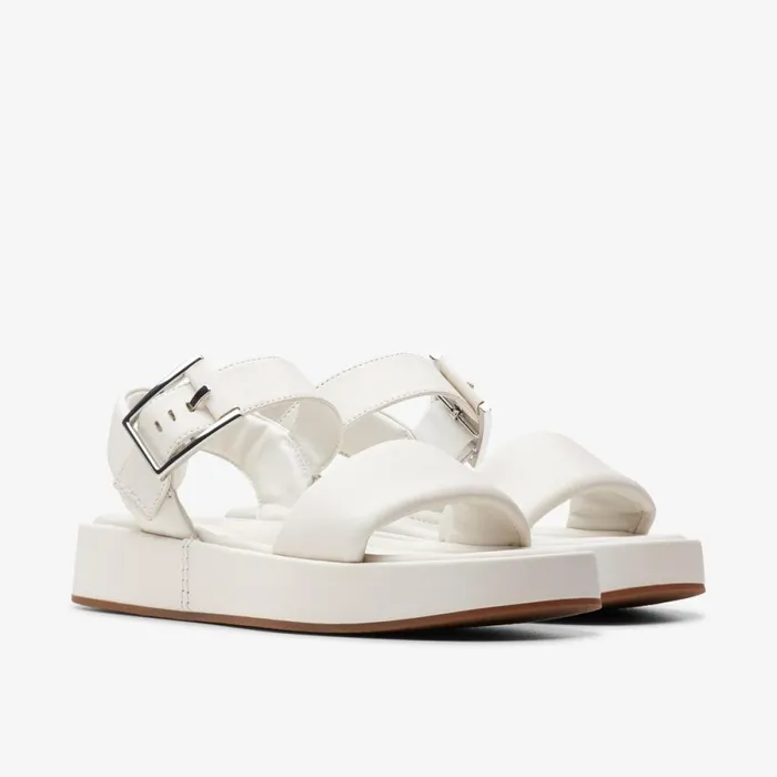 Clarks Flat Sandals Alda Strap Off White Leather 8211 Women