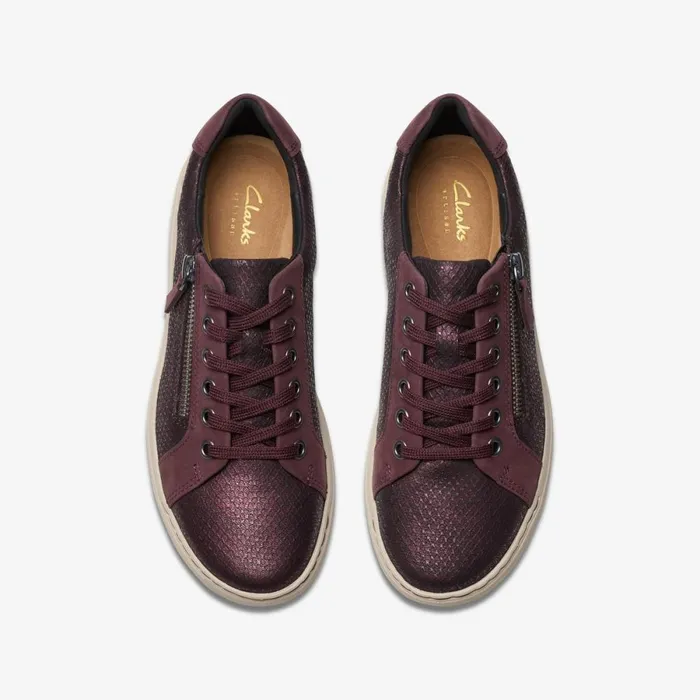 Clarks Flat Shoes Nalle Lace Wine Interest Leather 8211 Women
