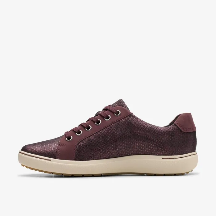 Clarks Flat Shoes Nalle Lace Wine Interest Leather 8211 Women