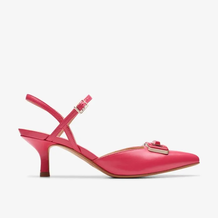 Clarks Heels Violet 55 Strap Bright Pink Leather 8211 Women