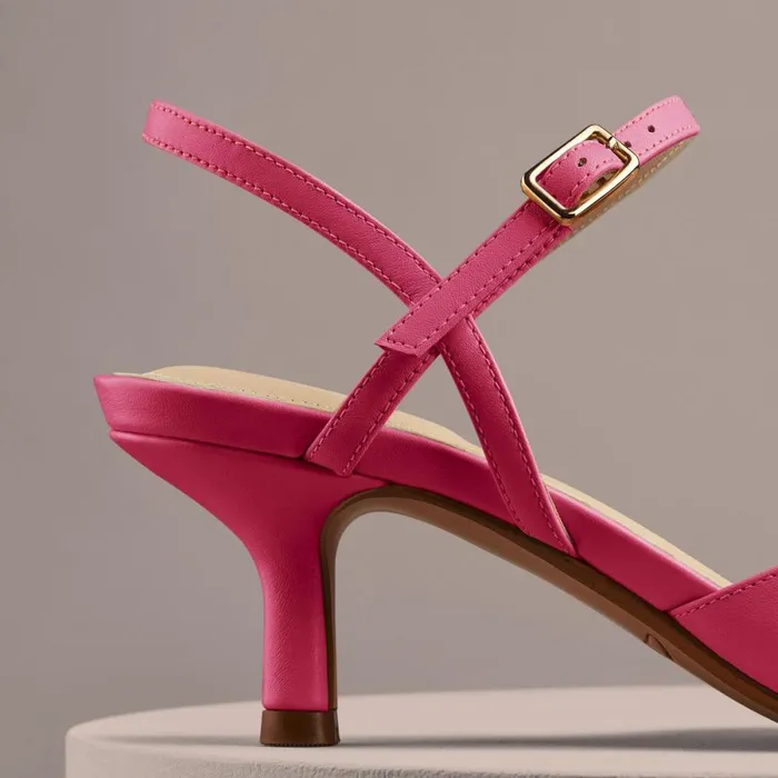 Clarks Heels Violet 55 Strap Bright Pink Leather 8211 Women