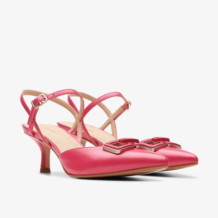 Clarks Heels Violet 55 Strap Bright Pink Leather 8211 Women