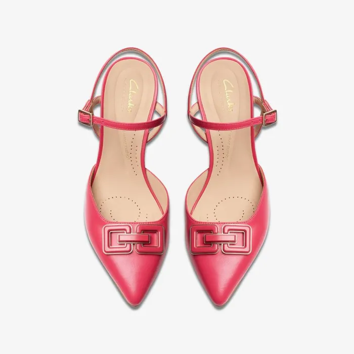 Clarks Heels Violet 55 Strap Bright Pink Leather 8211 Women