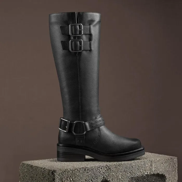 Clarks Knee High Boots Rebelle Long Black Leather 8211 Women