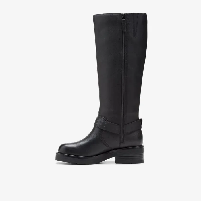 Clarks Knee High Boots Rebelle Long Black Leather 8211 Women