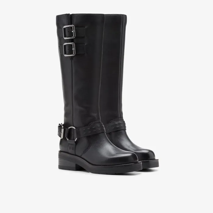 Clarks Knee High Boots Rebelle Long Black Leather 8211 Women