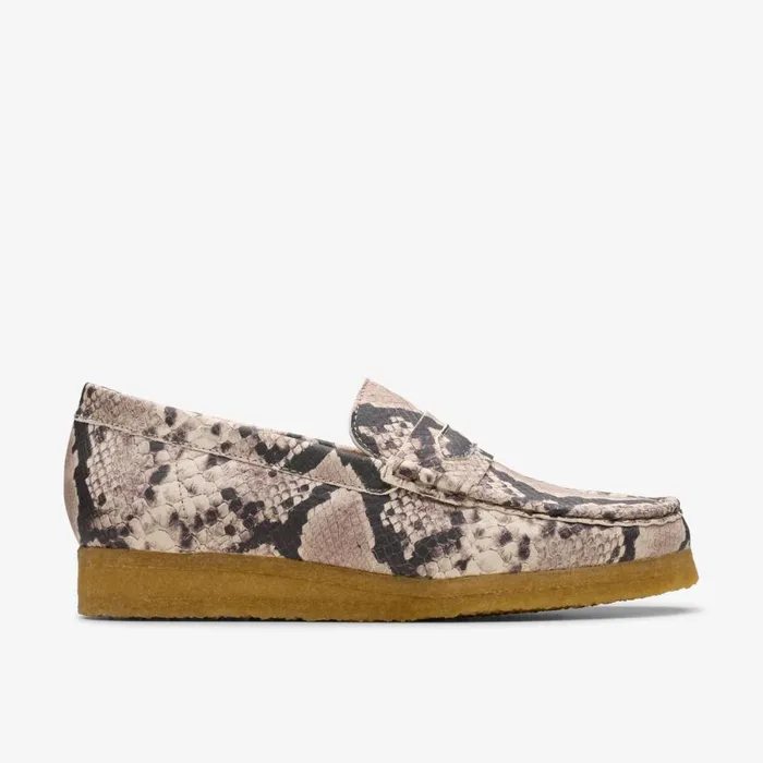 Clarks Loafers Wallabee Loafer Grey Snake Leather 8211 Women
