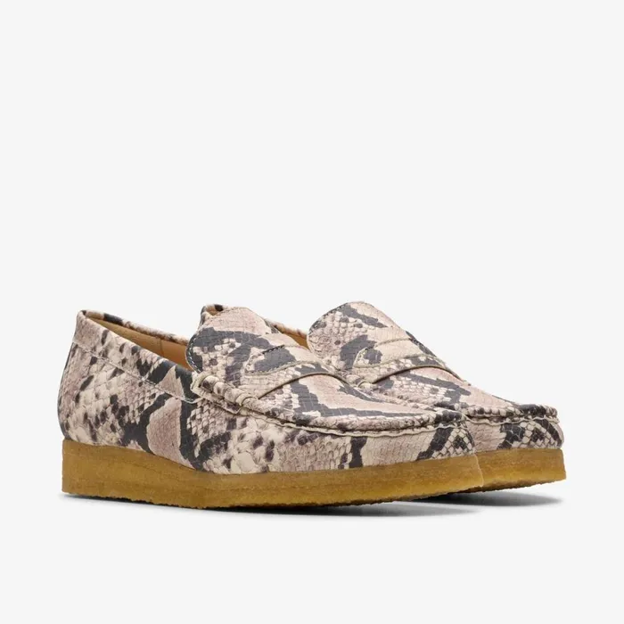 Clarks Loafers Wallabee Loafer Grey Snake Leather 8211 Women
