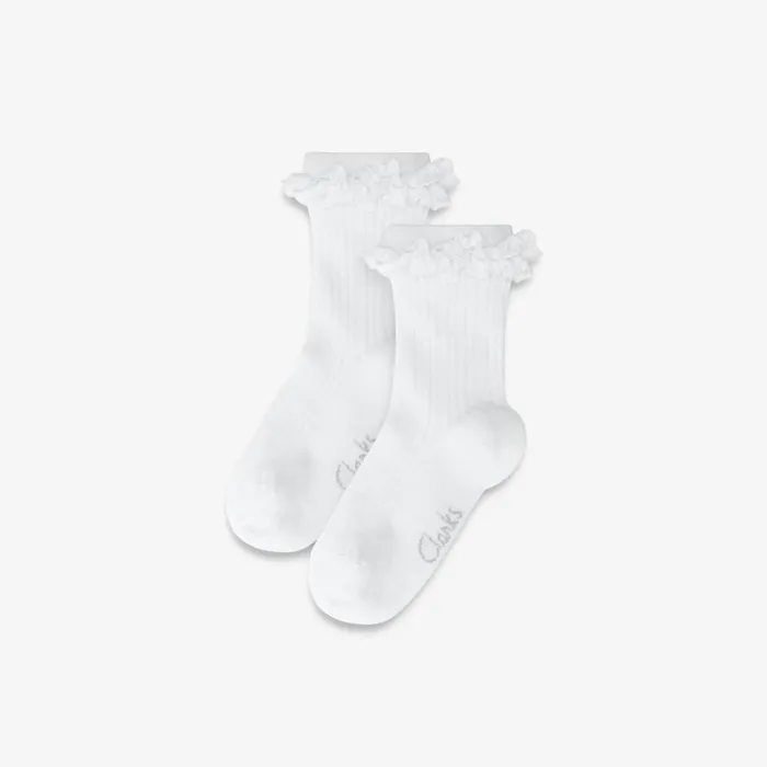 Clarks Socks and Tights Frill Socks 2 Pack Infant Size 355 White 8211 Kids