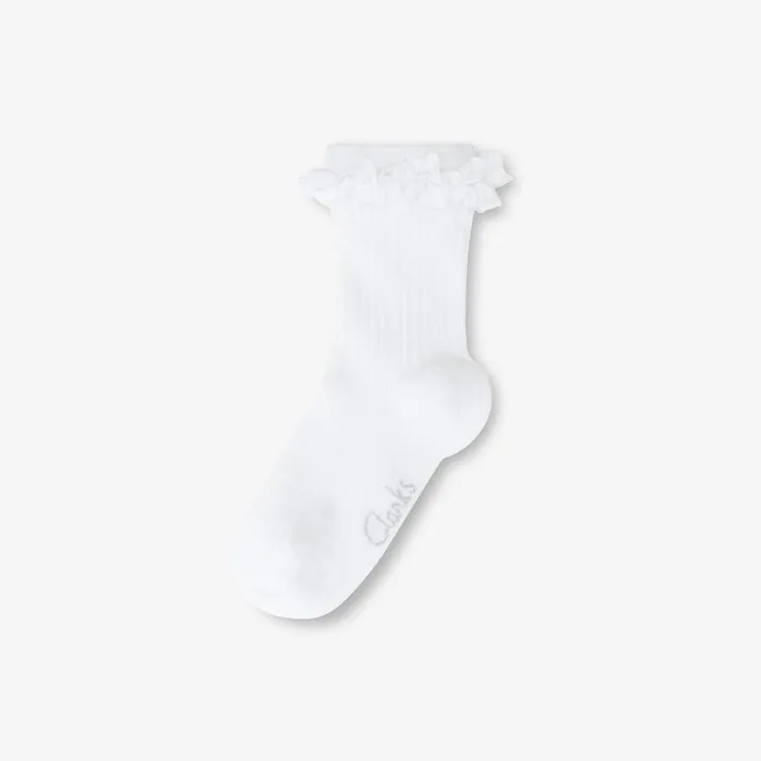 Clarks Socks and Tights Frill Socks 2 Pack Infant Size 355 White 8211 Kids