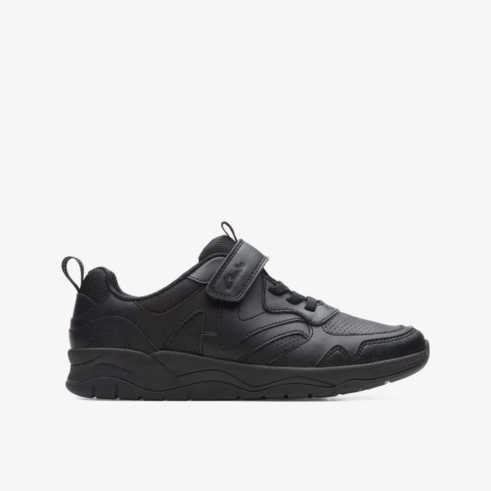 Clarks Trainers Clowder Sprint Older Black Leather 8211 Kids