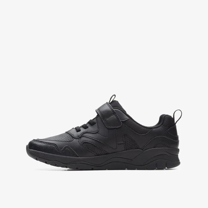 Clarks Trainers Clowder Sprint Older Black Leather 8211 Kids