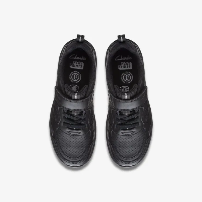Clarks Trainers Clowder Sprint Older Black Leather 8211 Kids