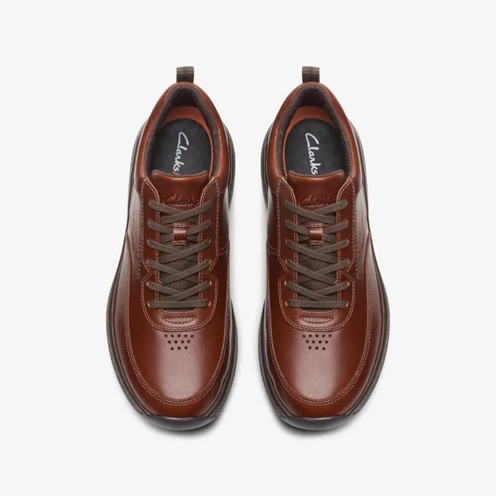 Clarks Trainers Lace Dark Tan Leather 8211 Men