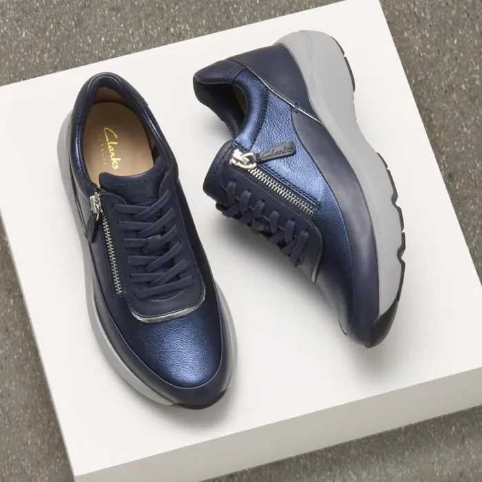 Clarks Trainers Tivoli Zip Navy Combination 8211 Women