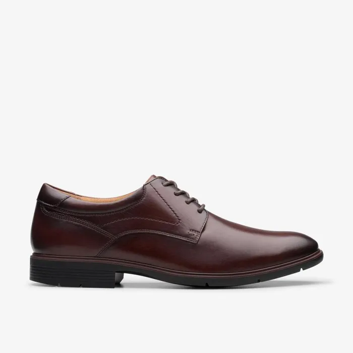 Clarks Wide Fit Shoes Eldredge Plain Dark Brown Leather 8211 Men