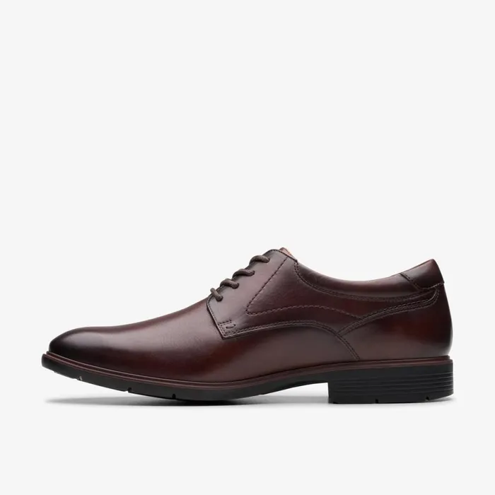 Clarks Wide Fit Shoes Eldredge Plain Dark Brown Leather 8211 Men