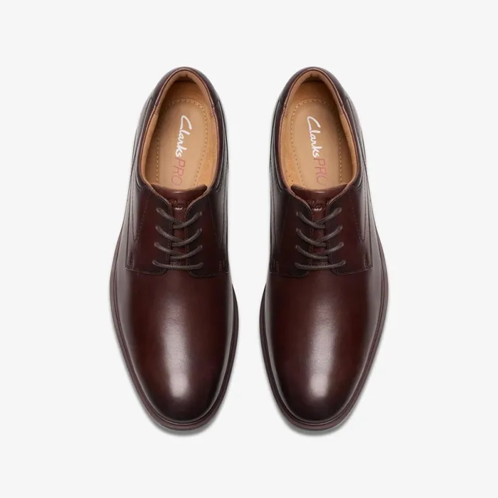 Clarks Wide Fit Shoes Eldredge Plain Dark Brown Leather 8211 Men