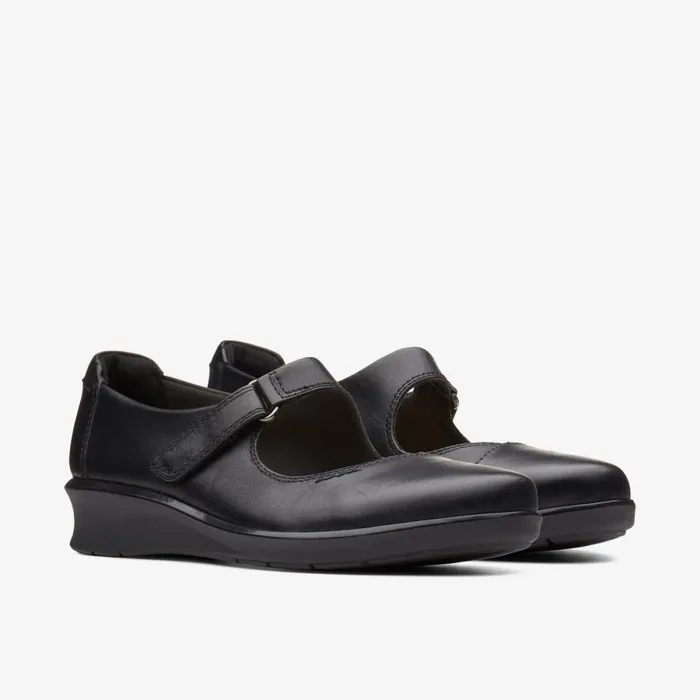Clarks Wide Fit Shoes Hope Henley Black Leather 8211 Women