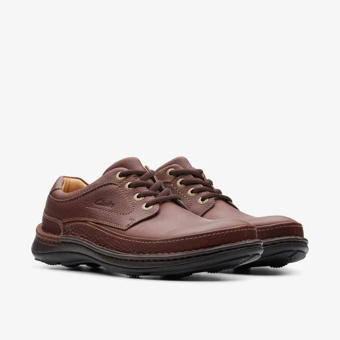 Clarks Wide Fit Shoes Nature Three Mahogany Leather 8211 Men
